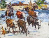 Lee Colt James 1922-2005,Cowboys herding cattle,John Moran Auctioneers US 2018-06-19