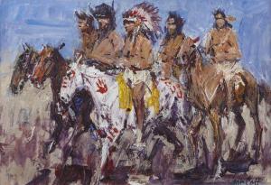 Lee Colt James 1922-2005,Native Americans on horseback,John Moran Auctioneers US 2018-12-12