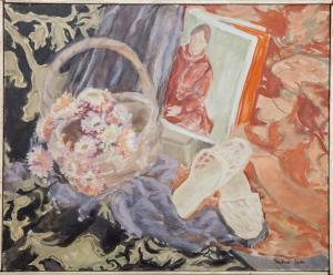 LEE Sondra,Still Life with Basket of Flowers, Book and Slippers,Stair Galleries US 2016-02-05