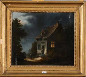 LEEGENHOEK C 1800-1800,Paysage animé au clair de lune,VanDerKindere BE 2012-09-11