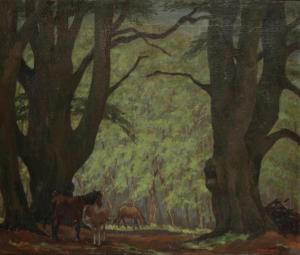 LEEK Charles,New Forest landscape with ponies,Duke & Son GB 2021-03-25