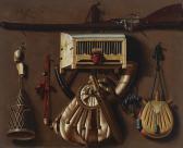 LEEMANS Anthonie 1631-1673,A tromp l'oeil with hunting and bird catching gear,Christie's 2023-05-25