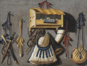 LEEMANS Johannes,Trompe-l'oeil aux instruments de chasse,1678,Etienne de Baecque 2023-06-30