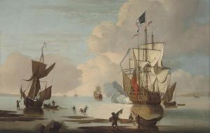 LEEMANS Thomas 1700-1700,A British warship announcing her arrival at the an,Christie's GB 2008-05-21