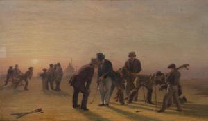 LEES Charles 1800-1880,A summer evening on the Musselburgh Links: Golfers,1859,Bonhams GB 2018-04-25