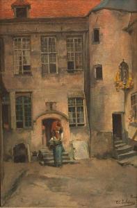 LEFEBVRE Charles V.E. 1805-1882,Roman courtyard,1880,Hargesheimer Kunstauktionen DE 2020-09-12