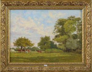 LEFEBVRE Louis Valère 1840-1902,Les vaches au pré à Vallerville,1890,VanDerKindere BE 2020-10-07