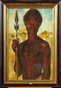 LEFEBVRE Madeleine 1900-1976,Portrait de Shakermba, chef des Mutshioko,1945,VanDerKindere 2017-02-21