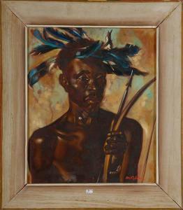 LEFEBVRE Madeleine 1900-1976,Portrait d’’un chasseur Mutshioko,1946,VanDerKindere BE 2013-05-28