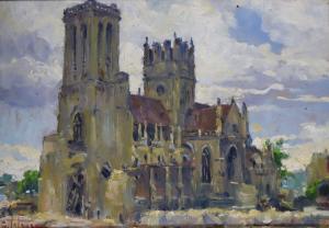 LEFEVRE Géo 1876-1953,Caen, l'église Saint Jean,1946,Bayeux Encheres FR 2023-12-10