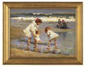 LEFORT Jean 1948,Children Playing on the Beach,New Orleans Auction US 2020-05-30