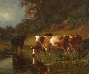 LEGENTILE Louis Victor 1815-1889,Cows Drinking from a Stream,Lempertz DE 2014-09-24