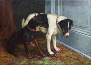 LEGRAS Auguste J. Fr 1817-1887,Two dogs,1891,Venduehuis NL 2017-11-15