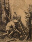 LEGROS Alphonse,Les Bucherons (The Woodcutters), Third Plate,1876,Barridoff Auctions 2023-11-18