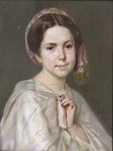 LEHAUT Mathilde 1816,Portrait de jeune femme au turban,1859,Kapandji Morhange FR 2012-03-21