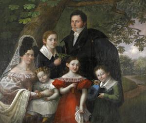 LEHMANN Carl Peter 1794-1876,Porträtt av Ludvig Borgström med familj i pa,Stockholms Auktionsverket 2017-06-06
