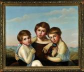LEHMANN Charlotte 1860,Portrait dreier Geschwister vor Landschaft,1890,Allgauer DE 2016-01-15