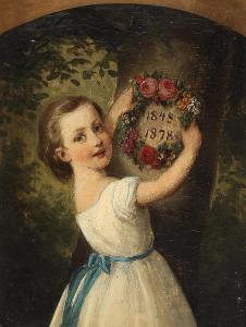 LEHMANN Edvard 1815-1892,An young girl with flowers,Bruun Rasmussen DK 2024-02-05