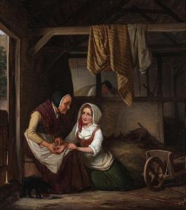 LEHMANN Edvard 1815-1892,En ung Bondepige lader sig spaa,1856,Bruun Rasmussen DK 2024-01-22