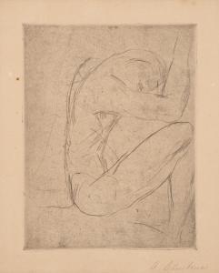 LEHMBRUCK Wilhelm 1881-1919,Squatting male nude,Nagel DE 2024-02-07