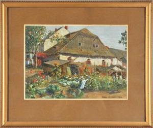 LEHNERT Egon 1891,"Bauernhof mit Gemüsegarten",1918,Palais Dorotheum AT 2010-06-23