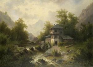 LEHNERT Hildegard 1857-1943,Gebirgslandschaft mit einer Wassermühle,Galerie Bassenge DE 2009-11-26