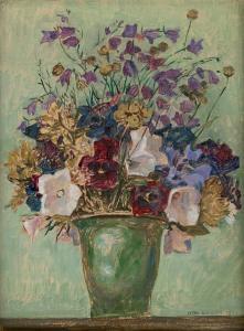 LEIBER Otto Ferdinand,Blumenstrauß mit Veilchen und Glockenblumen,1938,Galerie Bassenge 2021-06-11