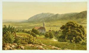 LEICHTLE Ad,Gotische Kirche in Berg- und Hügellandschaft,1872,Allgauer DE 2015-04-16