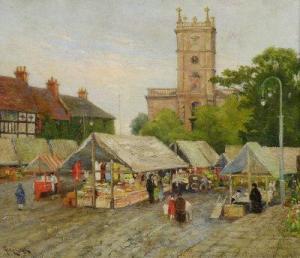 LEIGH George Leonard 1857-1942,The market, Burton-on-Trent,1911,Halls GB 2011-12-07
