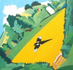 LEIGH MICHAEL 1947,Magpies over a cornfield,Fieldings Auctioneers Limited GB 2017-10-21