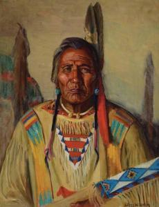 LEIGHTON Kathryn Woodman,Indian with Turquoise Earrings Portrait,Scottsdale Art Auction 2024-04-12