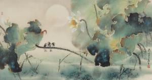 LEISHENG Huang 1928-2011,Lotus and magpies,Lempertz DE 2020-12-15