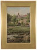 LEISSER Martin B 1846-1940,View of a Bridge with distant fortified castle,Brunk Auctions 2014-03-15