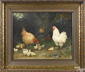 LEISZ Mary B 1876-1935,chickens and their chicks,Pook & Pook US 2017-10-07