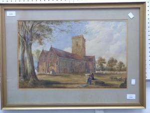 LEITCH William Leighton 1804-1883,Artist at his easel painting a church,Chilcotts GB 2018-03-03