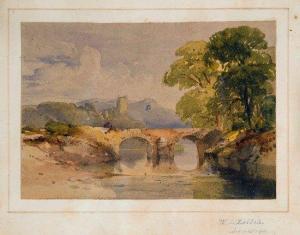 LEITCH William Leighton,Bridge over a quiet river with mature trees to ban,Charles Ross 2009-06-25