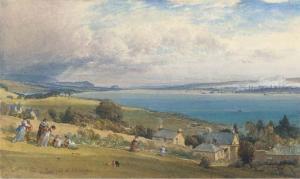 LEITCH William Leighton 1804-1883,Greenock from Kilcreggan with Dumbarton Rock in t,1876,Christie's 2005-06-29