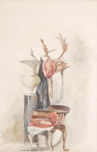 LEITCH William Leighton 1804-1883,Study of Hall Furniture at Blair Castle,Dreweatt-Neate 2012-02-15