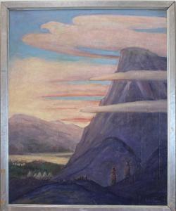 LEITNER Leander 1873-1961,Native American camp with mountains and an eagle c,O'Gallerie 2020-08-17
