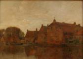 LEITNER Thomas,Dutch Canal View with Brick Warehouses and Farmste,1922,Tooveys Auction 2008-12-03