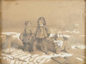 lejeune Adolphe Frédéric 1818-1897,Enfants à la chariote,1845,Ruellan FR 2023-04-15