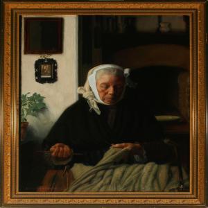 LEJEUNE Armand 1800-1900,Older woman doing needlework,1902,Bruun Rasmussen DK 2009-11-16