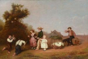LEJEUNE EUGÈNE 1818-1897,Children Burying the Pet Bird,19th century,Burchard US 2020-03-22