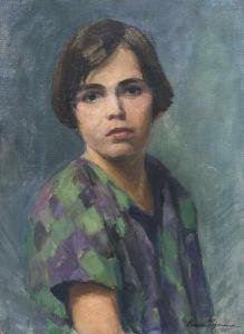 LEJEUNE Louis 1877-1954,Portrait Ursula Seyffarth. Halbfigur en ,1925,Jeschke-Greve-Hauff-Van Vliet 2019-03-29