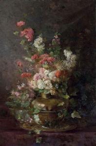 LEJOUTEUX Jules Goutran,Roses, chrysanthemums, tulips and other summer blo,Christie's 2014-05-02