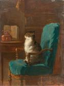 LELEUX Armand Hubert Simon 1818-1885,Katze auf Stuhl in einem Interieur.,Galerie Koller 2009-03-23