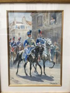 LELIEVRE Eugene 1856-1945,Hussards à cheval entrant en ville,1900,Daguerre FR 2018-12-03