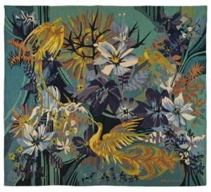 LELONG Hervé 1937,Stilisierte tropische Blüten u. Paradiesvögel,Dobritz DE 2019-03-16