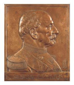 LEMAIRE Georges Henri 1853-1914,Plaque en bronze à l\’éffigie du Général Février,Osenat 2023-07-09