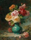 LEMAIRE Louis Marie 1824-1910,Roses in a Green Vase,1907,Palais Dorotheum AT 2020-05-13